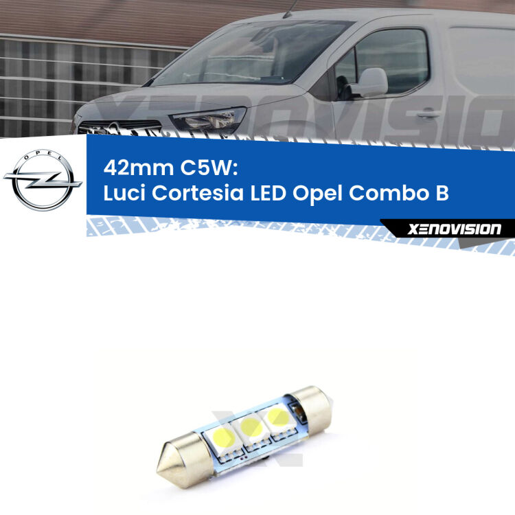 Lampadina eccezionalmente duratura, canbus e luminosa. C5W 42mm perfetto per Luci Cortesia LED Opel Combo B  1994 - 2001<br />.