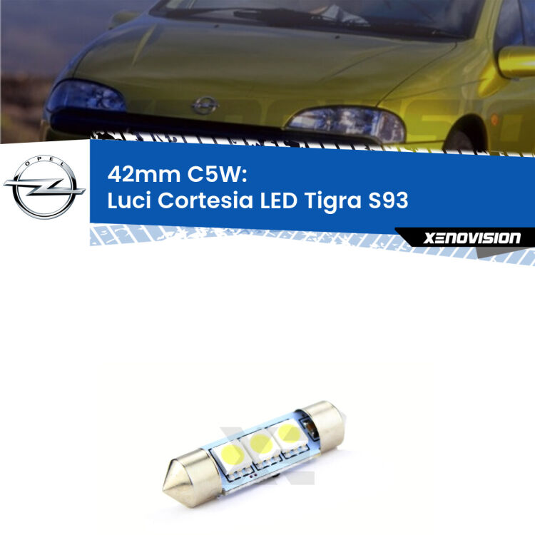 Lampadina eccezionalmente duratura, canbus e luminosa. C5W 42mm perfetto per Luci Cortesia LED Opel Tigra (S93) 1994 - 2000<br />.