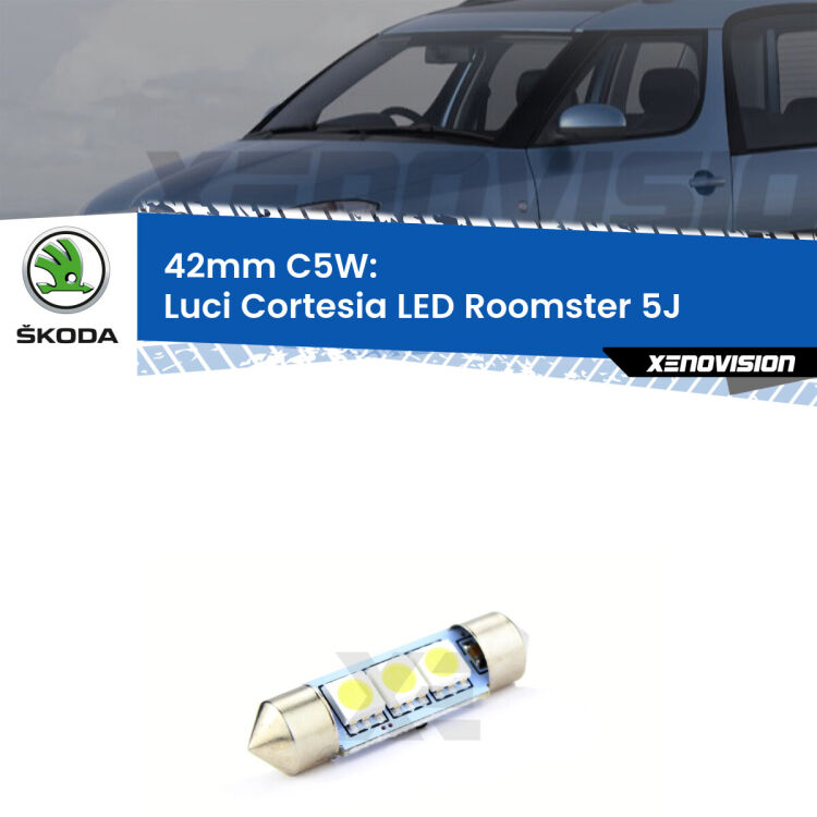 Lampadina eccezionalmente duratura, canbus e luminosa. C5W 42mm perfetto per Luci Cortesia LED Skoda Roomster (5J) 2006 - 2015<br />.