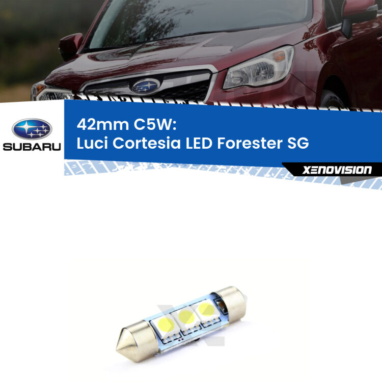 Lampadina eccezionalmente duratura, canbus e luminosa. C5W 42mm perfetto per Luci Cortesia LED Subaru Forester (SG) 2002 - 2012<br />.