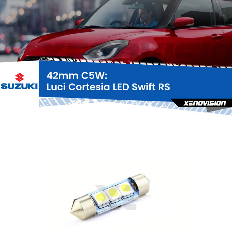 Lampadina eccezionalmente duratura, canbus e luminosa. C5W 42mm perfetto per Luci Cortesia LED Suzuki Swift (RS) 2005 - 2010<br />.