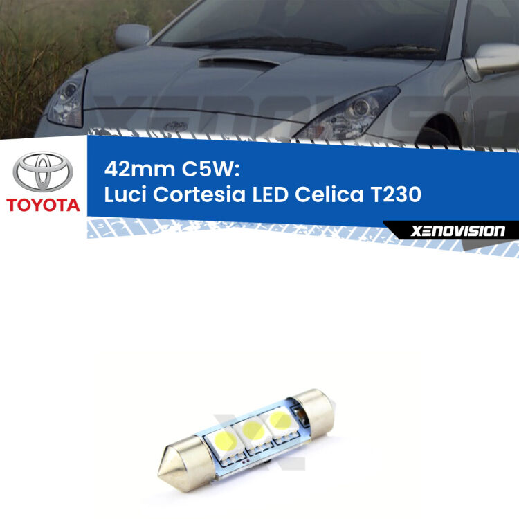 Lampadina eccezionalmente duratura, canbus e luminosa. C5W 42mm perfetto per Luci Cortesia LED Toyota Celica (T230) 1999 - 2005<br />.