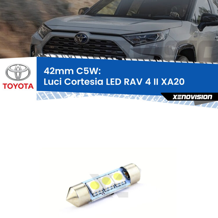 Lampadina eccezionalmente duratura, canbus e luminosa. C5W 42mm perfetto per Luci Cortesia LED Toyota RAV 4 II (XA20) 2000 - 2005<br />.