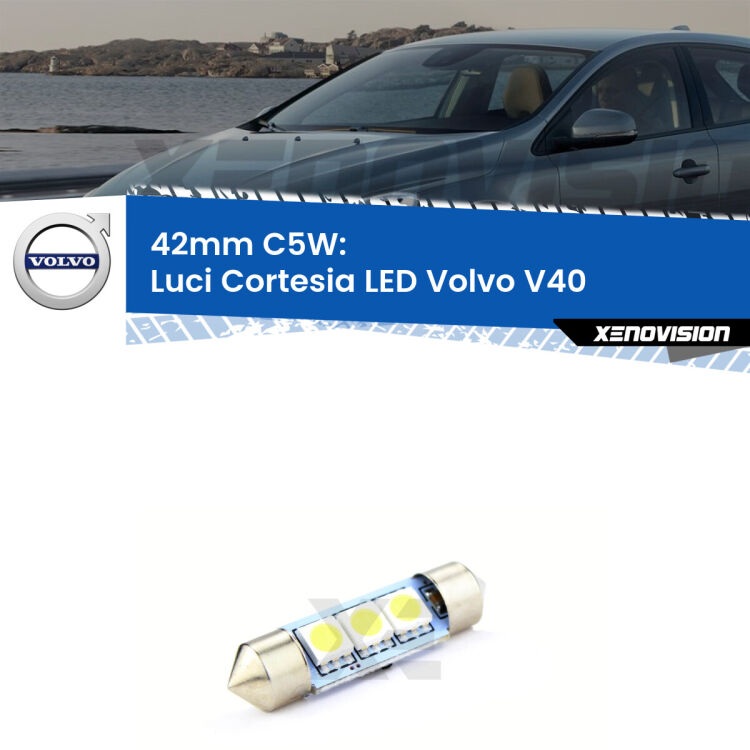 Lampadina eccezionalmente duratura, canbus e luminosa. C5W 42mm perfetto per Luci Cortesia LED Volvo V40  posteriori<br />.