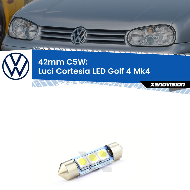Lampadina eccezionalmente duratura, canbus e luminosa. C5W 42mm perfetto per Luci Cortesia LED VW Golf 4 (Mk4) 1997 - 2005<br />.