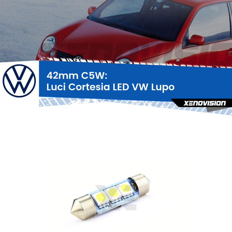 Lampadina eccezionalmente duratura, canbus e luminosa. C5W 42mm perfetto per Luci Cortesia LED VW Lupo  1998 - 2005<br />.