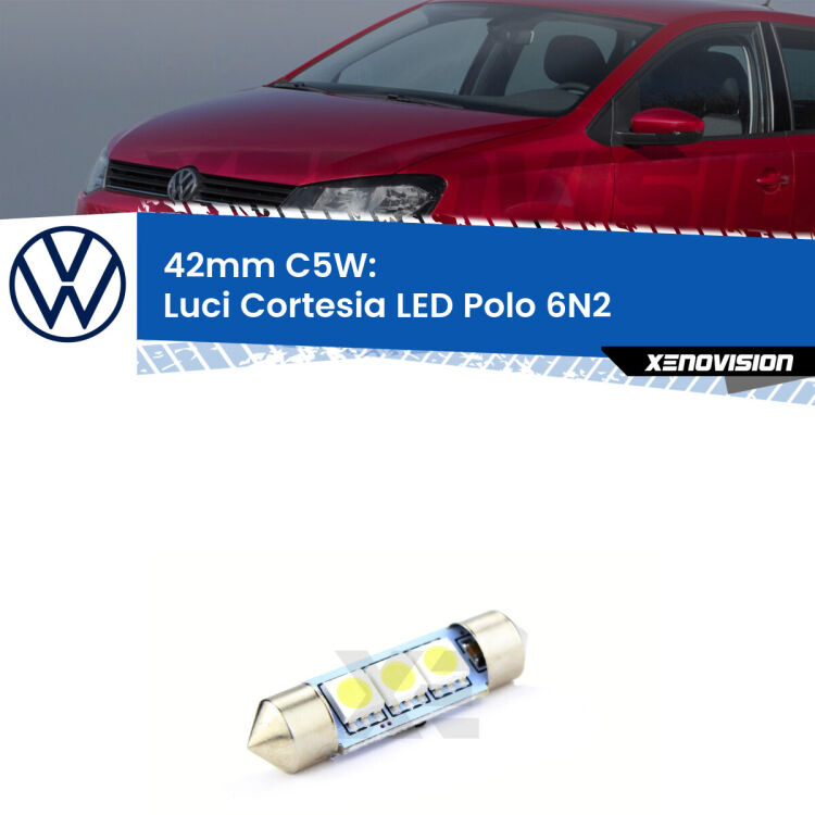 Lampadina eccezionalmente duratura, canbus e luminosa. C5W 42mm perfetto per Luci Cortesia LED VW Polo (6N2) 1999 - 2001<br />.