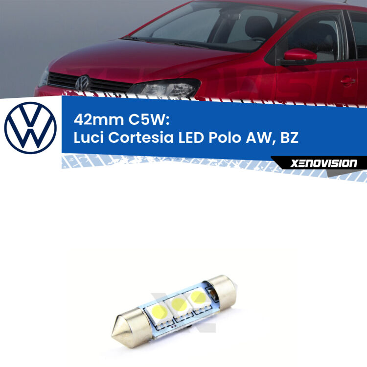 Lampadina eccezionalmente duratura, canbus e luminosa. C5W 42mm perfetto per Luci Cortesia LED VW Polo (AW, BZ) 2017 in poi<br />.