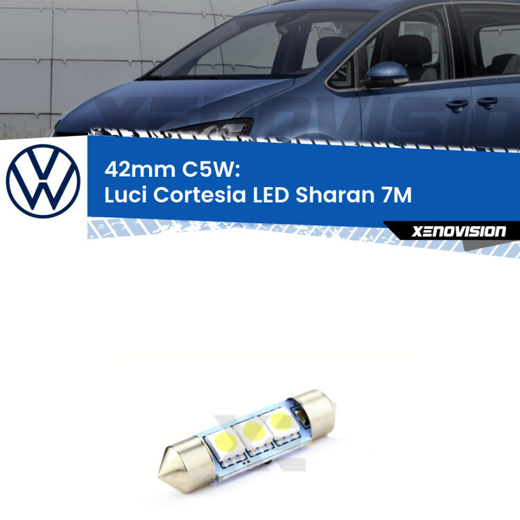 Lampadina eccezionalmente duratura, canbus e luminosa. C5W 42mm perfetto per Luci Cortesia LED VW Sharan (7M) anteriori<br />.