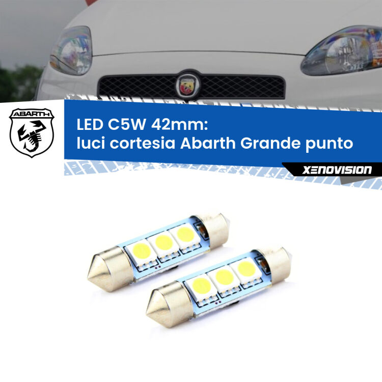 0 Luci Cortesia LED c5w 41mm Abarth Grande punto 2007 - 2010 (Coppia) <strong>Luci Cortesia LED per Abarth Grande punto</strong> 2007 - 2010. Coppia lampade <strong>C5W</strong> 41mm estremamente longeve.