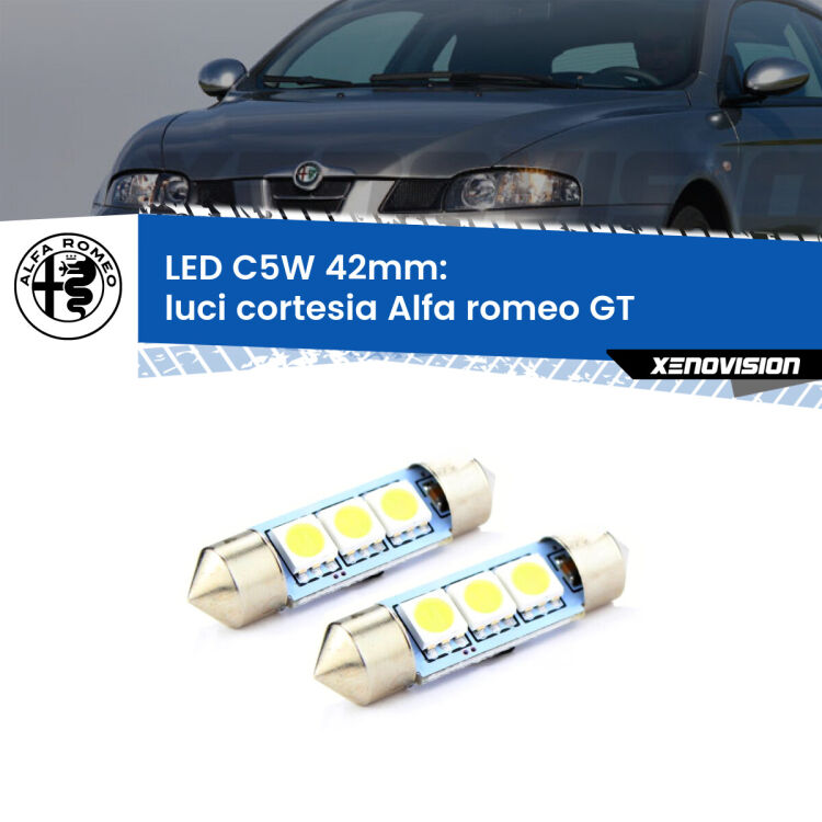 0 Luci Cortesia LED c5w 41mm Alfa romeo GT  2003 - 2010 (Coppia) <strong>Luci Cortesia LED per Alfa romeo GT</strong>  2003 - 2010. Coppia lampade <strong>C5W</strong> 41mm estremamente longeve.