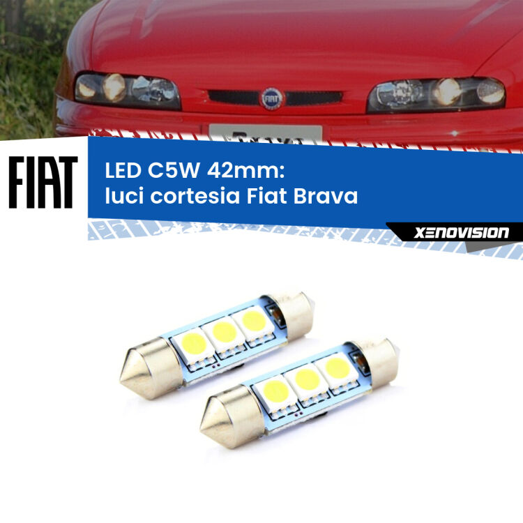 0 Luci Cortesia LED c5w 41mm Fiat Brava  1995 - 2001 (Coppia) <strong>Luci Cortesia LED per Fiat Brava</strong>  1995 - 2001. Coppia lampade <strong>C5W</strong> 41mm estremamente longeve.