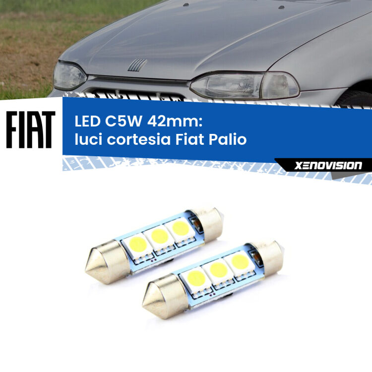 0 Luci Cortesia LED c5w 41mm Fiat Palio posteriori (Coppia) <strong>Luci Cortesia LED per Fiat Palio</strong> posteriori. Coppia lampade <strong>C5W</strong> 41mm estremamente longeve.
