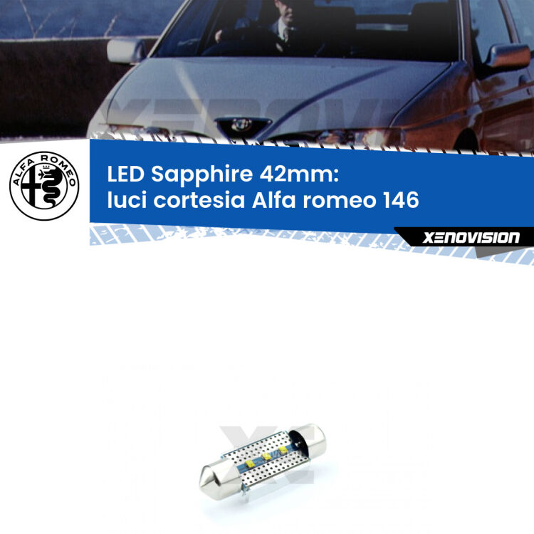 <strong>LED luci cortesia 42mm per Alfa romeo 146</strong>  1994 - 2001. Lampade <strong>c5W</strong> modello Sapphire Xenovision con chip led Philips.