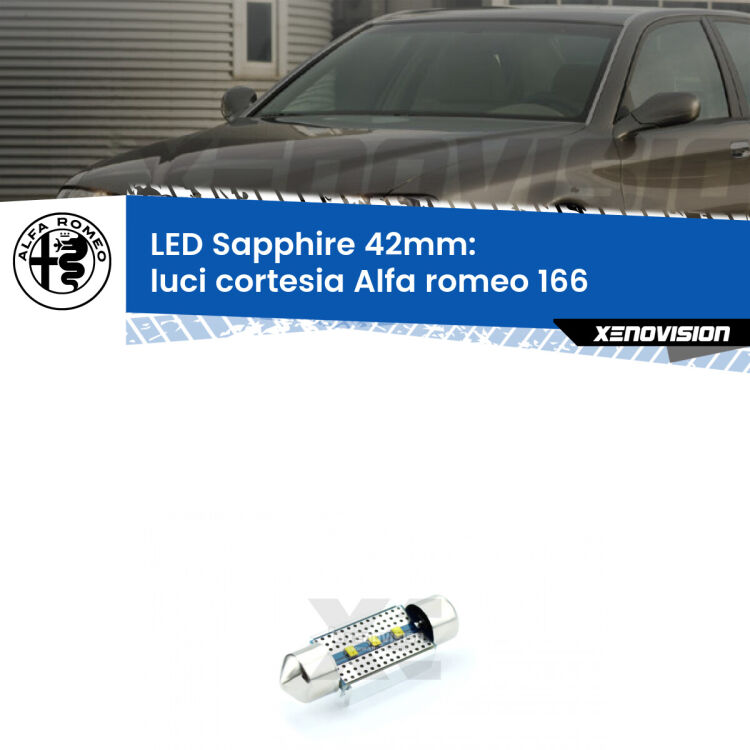 <strong>LED luci cortesia 42mm per Alfa romeo 166</strong>  1998 - 2007. Lampade <strong>c5W</strong> modello Sapphire Xenovision con chip led Philips.