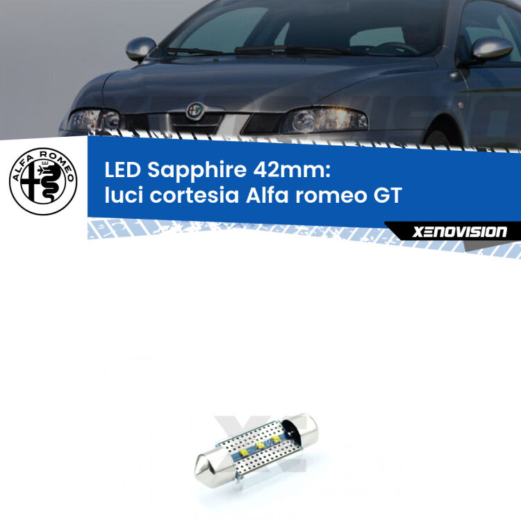 <strong>LED luci cortesia 42mm per Alfa romeo GT</strong>  2003 - 2010. Lampade <strong>c5W</strong> modello Sapphire Xenovision con chip led Philips.