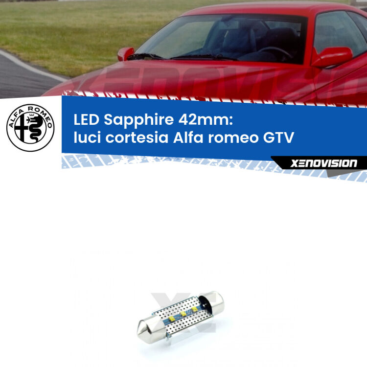 <strong>LED luci cortesia 42mm per Alfa romeo GTV</strong>  1995 - 2005. Lampade <strong>c5W</strong> modello Sapphire Xenovision con chip led Philips.