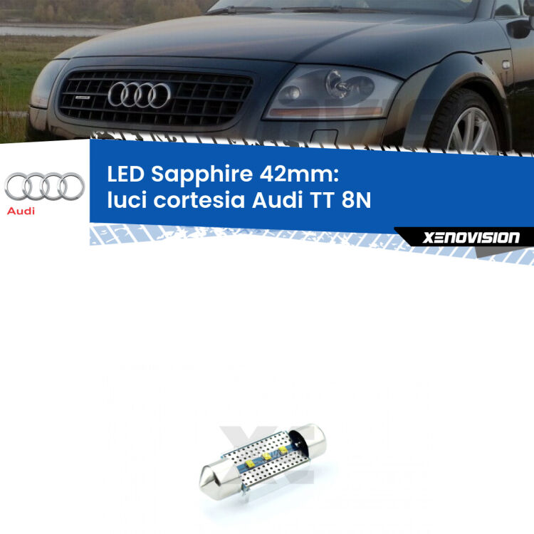 <strong>LED luci cortesia 42mm per Audi TT</strong> 8N 1998 - 2006. Lampade <strong>c5W</strong> modello Sapphire Xenovision con chip led Philips.