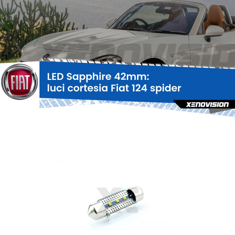 <strong>LED luci cortesia 42mm per Fiat 124 spider</strong>  2016 in poi. Lampade <strong>c5W</strong> modello Sapphire Xenovision con chip led Philips.