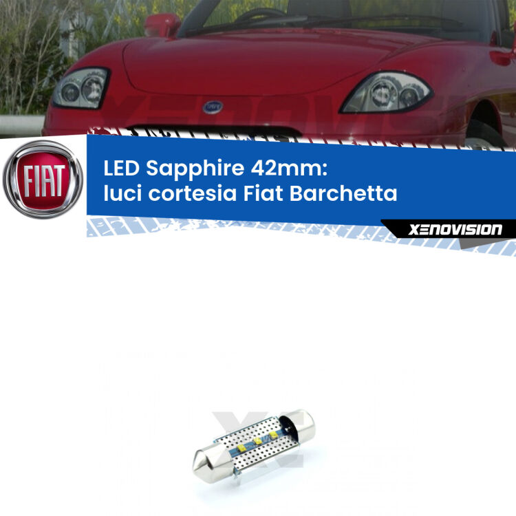 <strong>LED luci cortesia 42mm per Fiat Barchetta</strong>  1995 - 2005. Lampade <strong>c5W</strong> modello Sapphire Xenovision con chip led Philips.