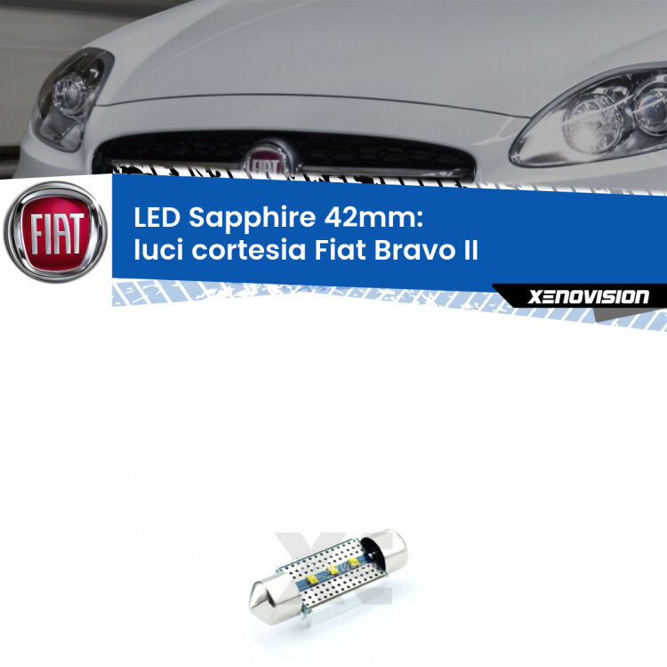 <strong>LED luci cortesia 42mm per Fiat Bravo II</strong>  2006 - 2014. Lampade <strong>c5W</strong> modello Sapphire Xenovision con chip led Philips.