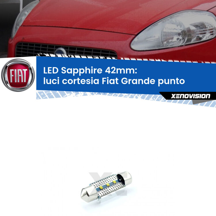 <strong>LED luci cortesia 42mm per Fiat Grande punto</strong>  2005 - 2018. Lampade <strong>c5W</strong> modello Sapphire Xenovision con chip led Philips.