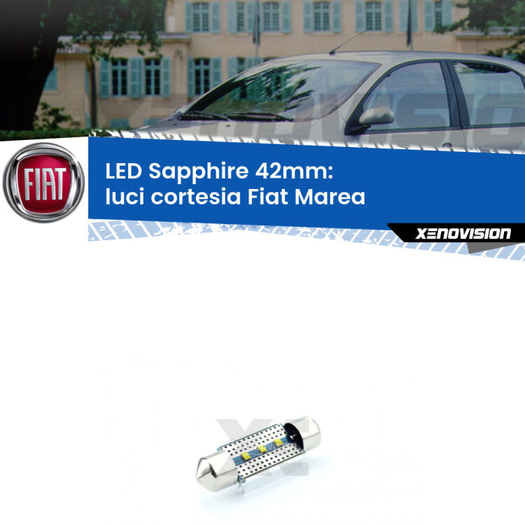 <strong>LED luci cortesia 42mm per Fiat Marea</strong>  1996 - 2002. Lampade <strong>c5W</strong> modello Sapphire Xenovision con chip led Philips.