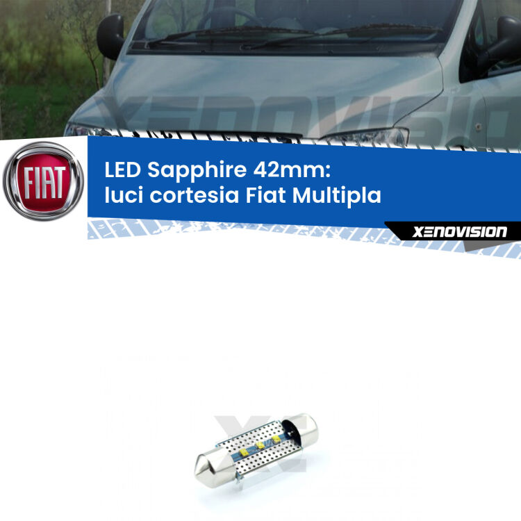 <strong>LED luci cortesia 42mm per Fiat Multipla</strong>  1999 - 2010. Lampade <strong>c5W</strong> modello Sapphire Xenovision con chip led Philips.