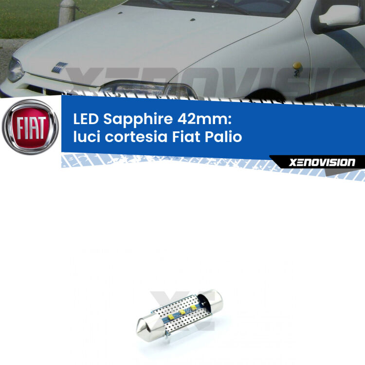 <strong>LED luci cortesia 42mm per Fiat Palio</strong>  anteriori. Lampade <strong>c5W</strong> modello Sapphire Xenovision con chip led Philips.