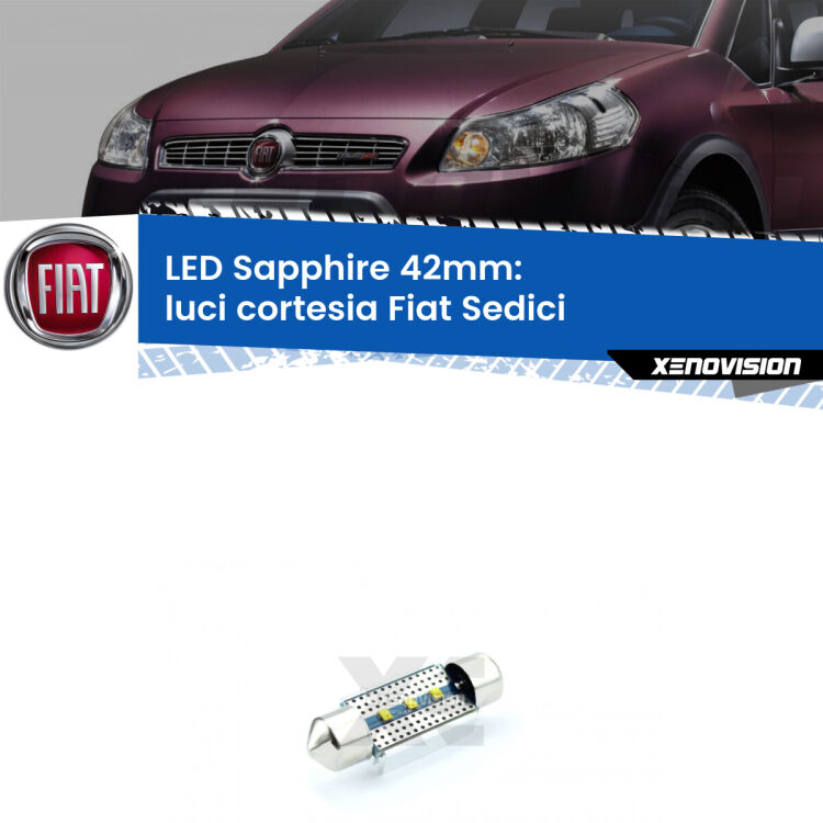 <strong>LED luci cortesia 42mm per Fiat Sedici</strong>  2006 - 2014. Lampade <strong>c5W</strong> modello Sapphire Xenovision con chip led Philips.