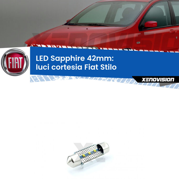 <strong>LED luci cortesia 42mm per Fiat Stilo</strong>  2001 - 2006. Lampade <strong>c5W</strong> modello Sapphire Xenovision con chip led Philips.