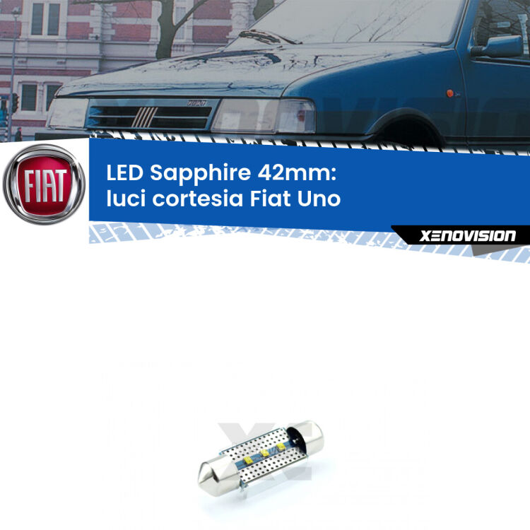 <strong>LED luci cortesia 42mm per Fiat Uno</strong>  1983 - 1995. Lampade <strong>c5W</strong> modello Sapphire Xenovision con chip led Philips.