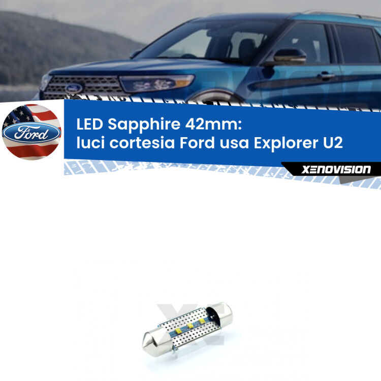 <strong>LED luci cortesia 42mm per Ford usa Explorer</strong> U2 1995 - 2001. Lampade <strong>c5W</strong> modello Sapphire Xenovision con chip led Philips.