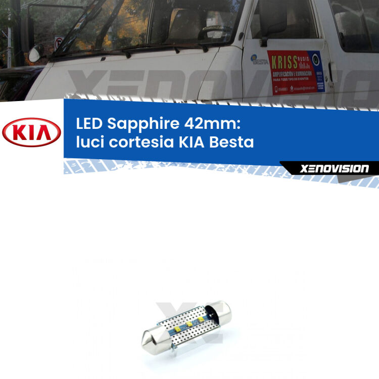 <strong>LED luci cortesia 42mm per KIA Besta</strong>  posteriori. Lampade <strong>c5W</strong> modello Sapphire Xenovision con chip led Philips.