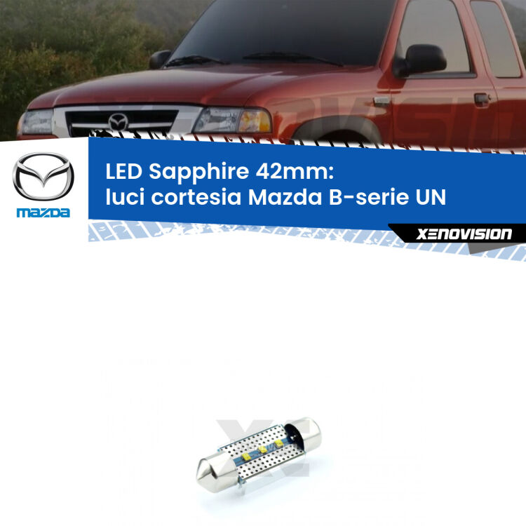 <strong>LED luci cortesia 42mm per Mazda B-serie</strong> UN 1999 - 2006. Lampade <strong>c5W</strong> modello Sapphire Xenovision con chip led Philips.