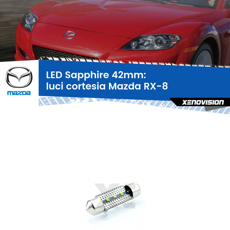 <strong>LED luci cortesia 42mm per Mazda RX-8</strong>  2003 - 2012. Lampade <strong>c5W</strong> modello Sapphire Xenovision con chip led Philips.