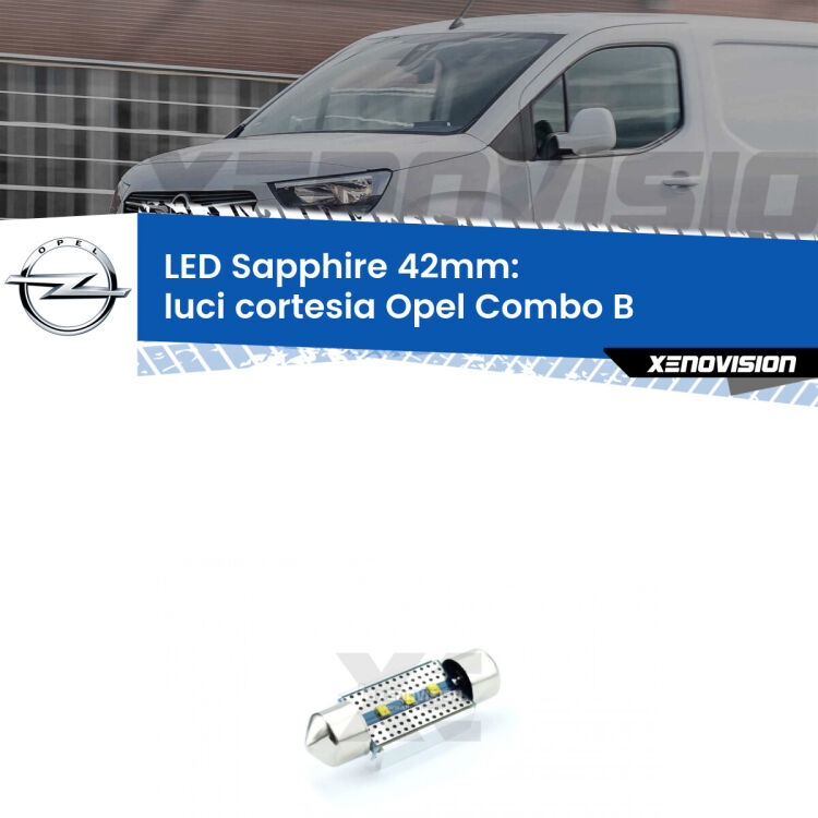 <strong>LED luci cortesia 42mm per Opel Combo B</strong>  1994 - 2001. Lampade <strong>c5W</strong> modello Sapphire Xenovision con chip led Philips.