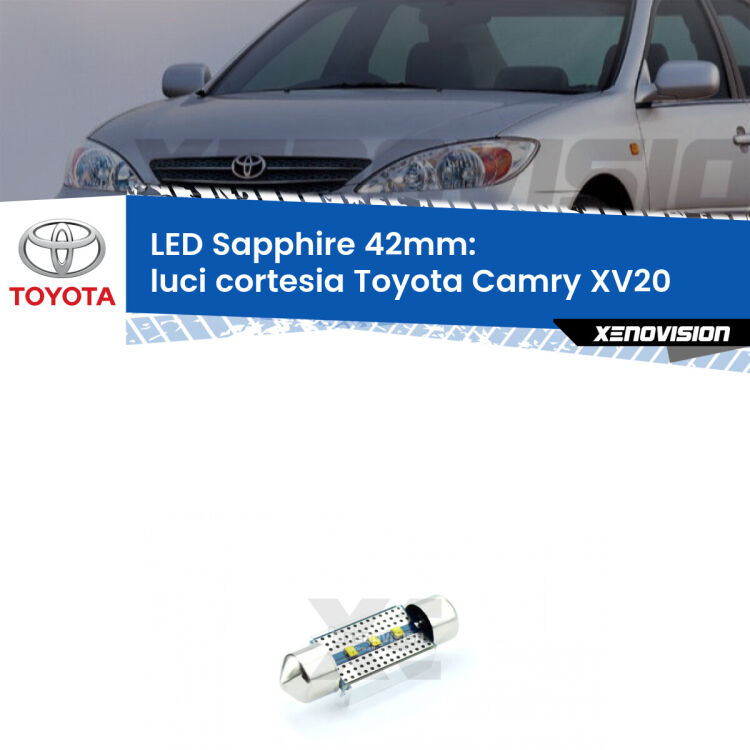 <strong>LED luci cortesia 42mm per Toyota Camry</strong> XV20 1996 - 2001. Lampade <strong>c5W</strong> modello Sapphire Xenovision con chip led Philips.