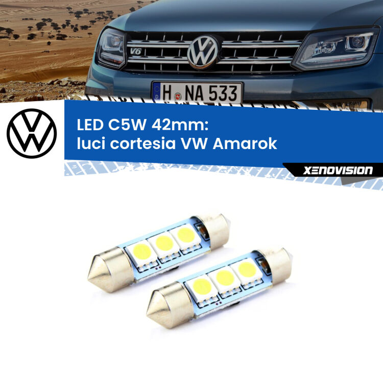 0 Luci Cortesia LED c5w 41mm VW Amarok  anteriori (Coppia) <strong>Luci Cortesia LED per VW Amarok</strong>  anteriori. Coppia lampade <strong>C5W</strong> 41mm estremamente longeve.