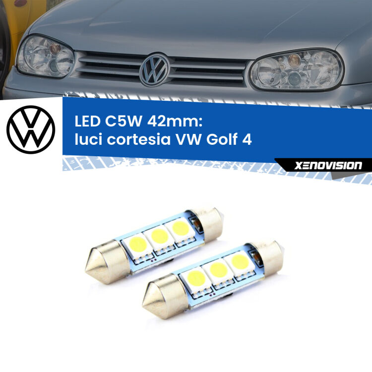 0 Luci Cortesia LED c5w 41mm VW Golf 4  1997 - 2005 (Coppia) <strong>Luci Cortesia LED per VW Golf 4</strong>  1997 - 2005. Coppia lampade <strong>C5W</strong> 41mm estremamente longeve.