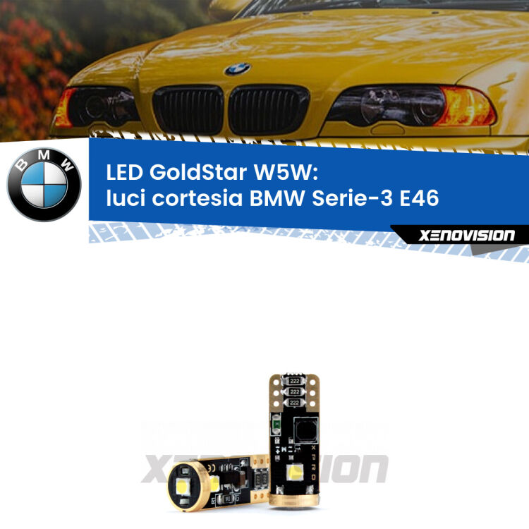 <strong>Luci Cortesia LED BMW Serie-3</strong> E46 centrali: ottima luminosità a 360 gradi. Si inseriscono ovunque. Canbus, Top Quality.