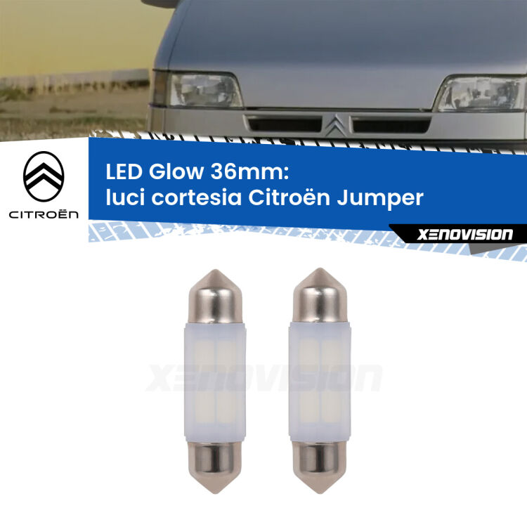 0 Luci Cortesia LED Citroën Jumper  1994 - 2002: C5W Glow a Luce Calda (Coppia) <strong>Luci Cortesia LED luce calda per Citroën Jumper</strong>  1994 - 2002. Coppia lampade <strong>C5W</strong> 36mm modello Glow di Xenovision.