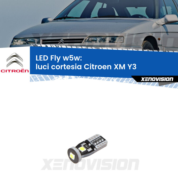 <strong>luci cortesia LED per Citroen XM</strong> Y3 1989 - 1994. Coppia lampadine <strong>w5w</strong> Canbus compatte modello Fly Xenovision.