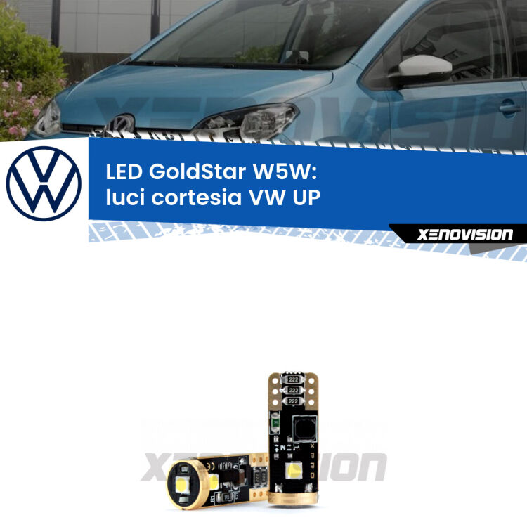 <strong>Luci Cortesia LED VW UP</strong>  col tettuccio: ottima luminosità a 360 gradi. Si inseriscono ovunque. Canbus, Top Quality.