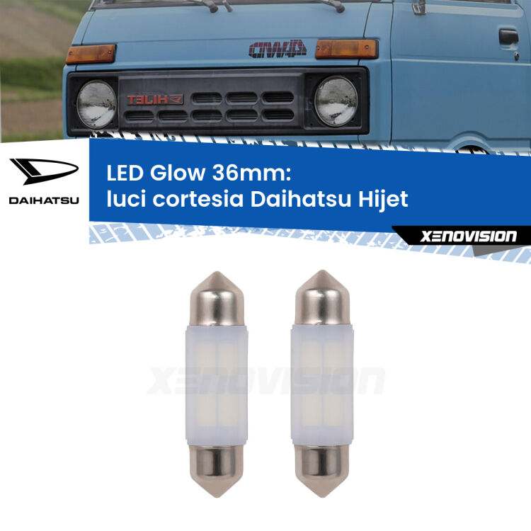 0 Luci Cortesia LED Daihatsu Hijet 1992 - 2005: C5W Glow a Luce Calda (Coppia) <strong>Luci Cortesia LED luce calda per Daihatsu Hijet</strong> 1992 - 2005. Coppia lampade <strong>C5W</strong> 36mm modello Glow di Xenovision.