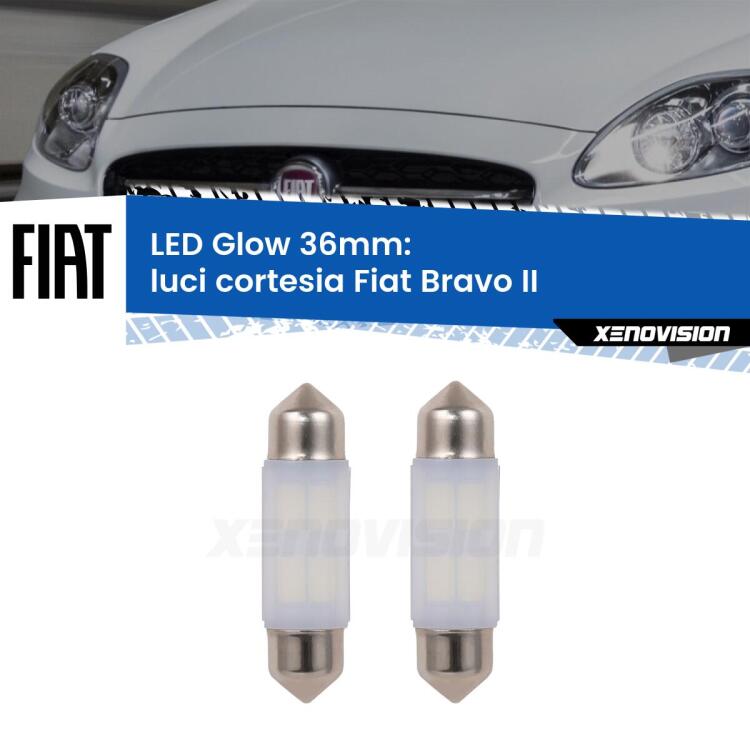 Luci Cortesia LED Fiat Bravo II  2006 - 2014: C5W Glow a Luce Calda (Coppia) <strong>Luci Cortesia LED luce calda per Fiat Bravo II</strong>  2006 - 2014. Coppia lampade <strong>C5W</strong> 36mm modello Glow di Xenovision.