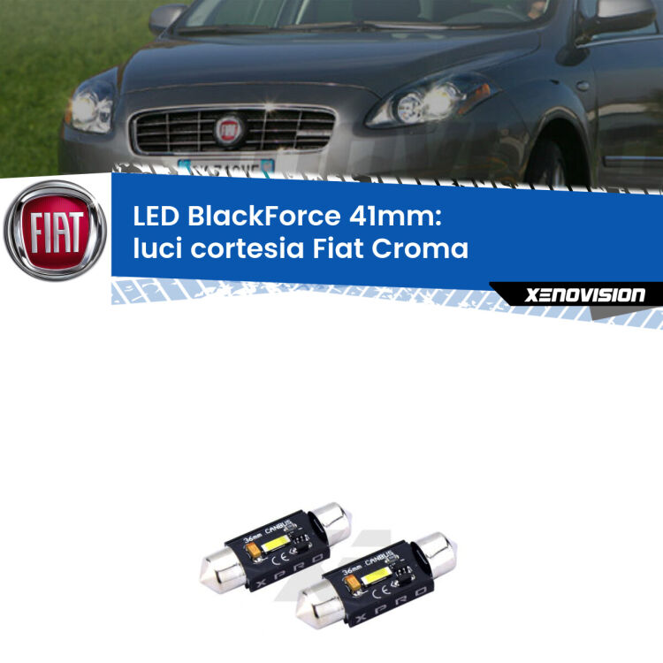 <strong>LED luci cortesia 41mm per Fiat Croma</strong>  anteriori. Coppia lampadine <strong>C5W</strong>modello BlackForce Xenovision.