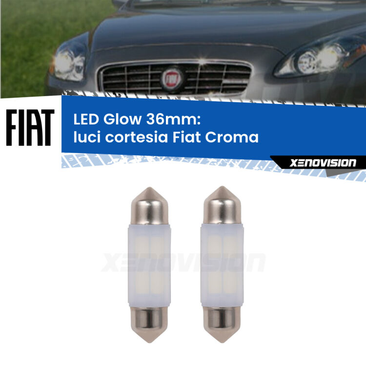 0 Luci Cortesia LED Fiat Croma  posteriori: C5W Glow a Luce Calda (Coppia) <strong>Luci Cortesia LED luce calda per Fiat Croma</strong>  posteriori. Coppia lampade <strong>C5W</strong> 36mm modello Glow di Xenovision.