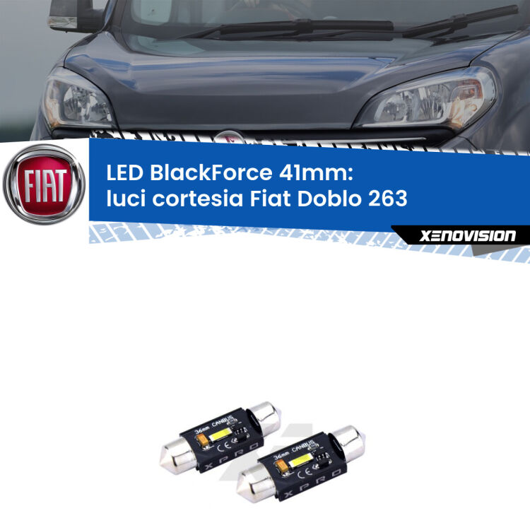 <strong>LED luci cortesia 41mm per Fiat Doblo</strong> 263 2010 - 2016. Coppia lampadine <strong>C5W</strong>modello BlackForce Xenovision.