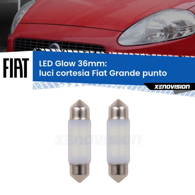 Luci Cortesia LED Fiat Grande punto  2005 - 2018: C5W Glow a Luce Calda (Coppia) <strong>Luci Cortesia LED luce calda per Fiat Grande punto</strong>  2005 - 2018. Coppia lampade <strong>C5W</strong> 36mm modello Glow di Xenovision.